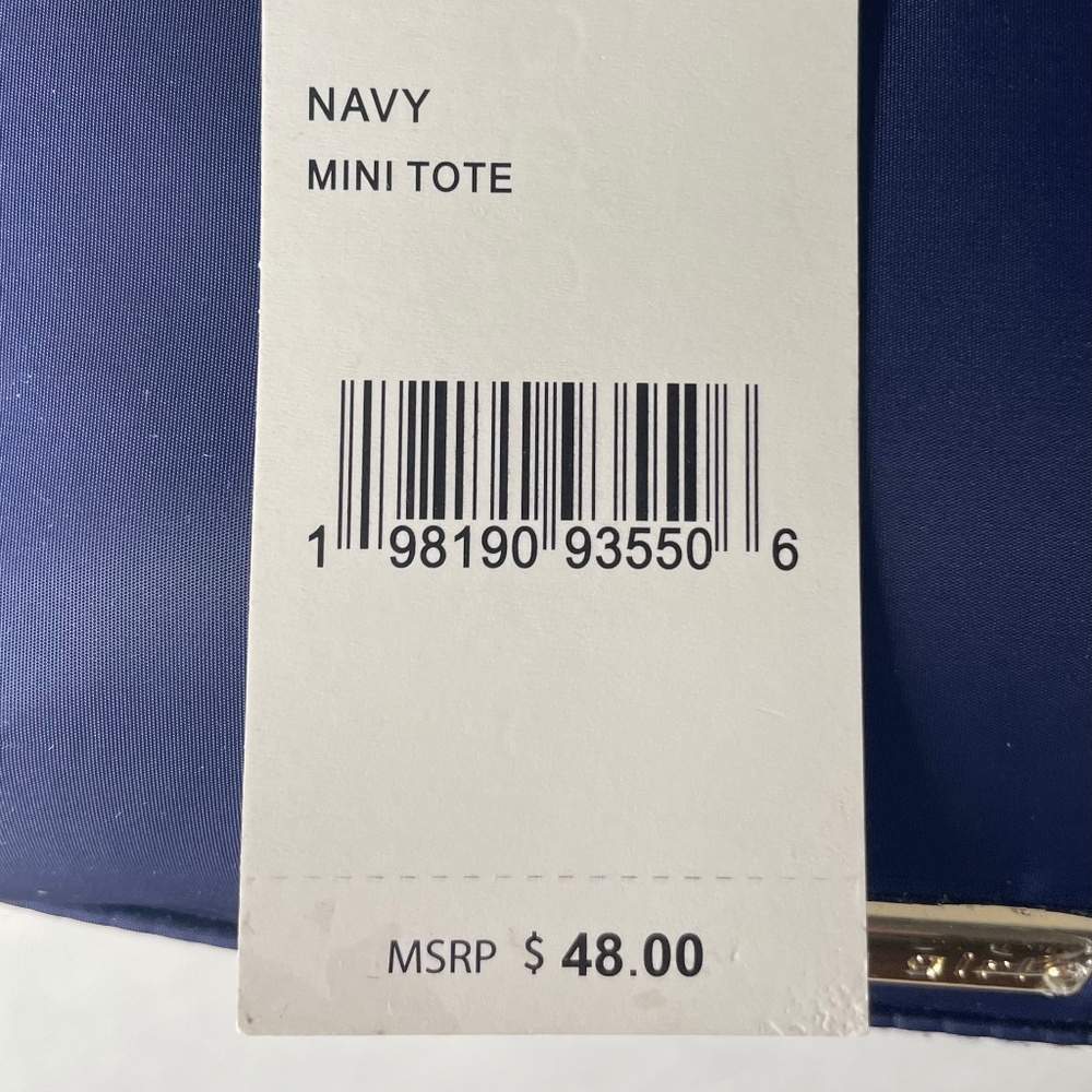 Madden Girl Mini Tote Navy with Tan Straps New with Tags (NWT) w Bag Charms - Picture 7 of 8